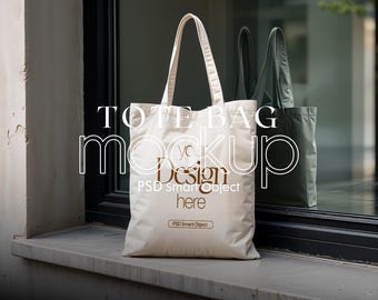 Maqueta de bolsa de lona de algodón: compatible con Printify y Printful (PSD)