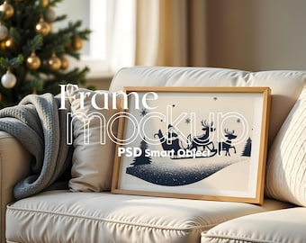Christmas Frame Mockup: Holiday Poster Presentation (PSD)