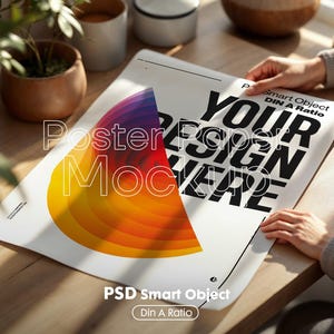 Poster Mockup with Person ISO A DIN Ratio | Minimal Modern PSD Photoshop & Photopea Template