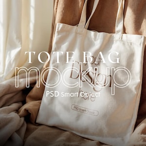 Cotton Canvas Tote Bag Mockup: Printify, Printful Compatible (PSD)