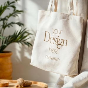 Cotton Canvas Tote Bag Mockup: Printify Printful PSD (Digital Download)