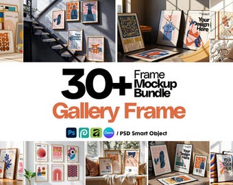 Gallery Frame Mockup Bundle: Modern Wall Art Display (PSD Smart Object