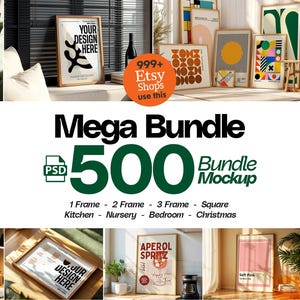 500+ Frames Mockup PSD Bundle: Kunst für die Wand