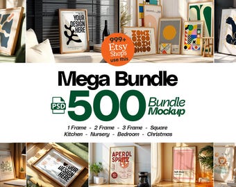 500+ Frames Mockup PSD Bundle: Wall Art Display