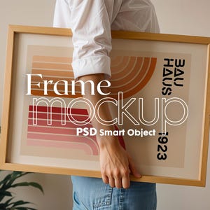 Skandinavischer Holzrahmen Mockup: Horizontal PSD (Digitaler Download)