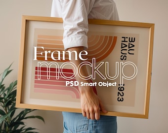 Scandinavian Wood Frame Mockup: Horizontal PSD (Digital Download)