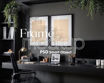 Double Frame Mockup PSD: Wall Art Display (Digital Download)