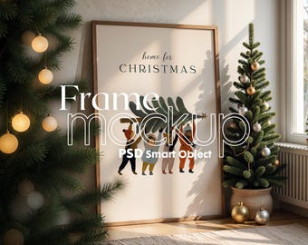 Christmas Frame Mockup: Poster Presentation (PSD)