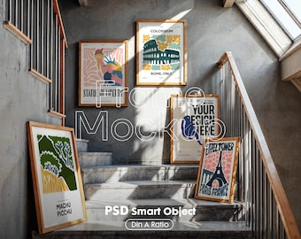 Gallery Wall Frame Mockup Set: Digital Art Display (PSD Download))