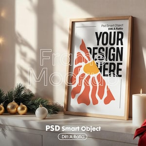 Christmas Frame Mockup PSD, Christmas Holiday Frame Mockup, Christmas Mockup Poster Presentation, Christmas Interior Frame Mockup