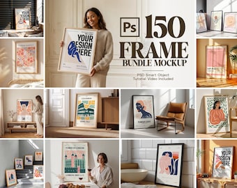 150 Poster Frame Mockup PSD Bundle, Wall Art Display , Din A Ratio