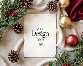Christmas Card Mockup: PSD Smart Object, Festive Invite (Digital Download)