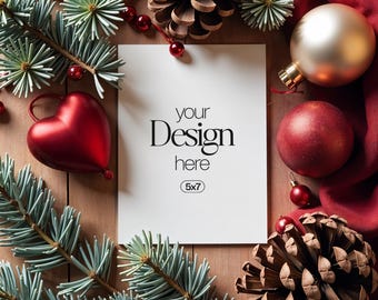 Christmas Card Mockup: White Blank 5x7 PSD (Digital Download)