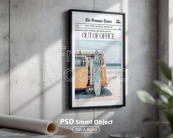 Wooden Poster Frame Mockup: Wall Art Smart Object (Digital Download)