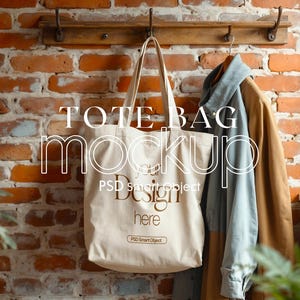 Cotton Canvas Tote Bag Mockup: Printify, Printful Compatible (PSD)