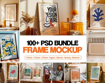 100 Frame Poster Mockup PSD Bundle: Wall Art Display - Photoshop Smart Object