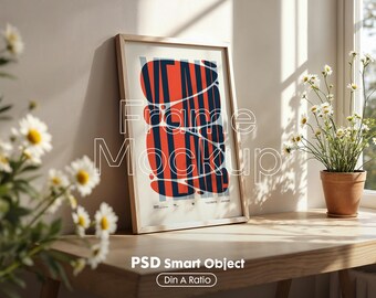 Wooden Frame Wall Art Mockup: Smart Object Poster (Digital Download)