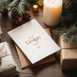 Maquette de carte de Noël, maquette de carte vierge blanche PSD, maquette de carte d'invitation, maquette de carte de voeux festive, objet intelligent PSD