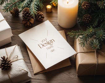 Christmas Card Mockup: White Blank PSD Invitation (Digital Download)