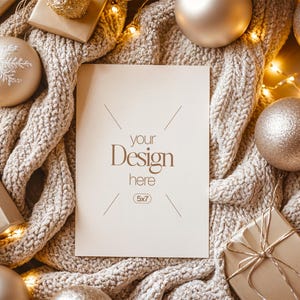 Maquette de carte de Noël, maquette de carte vierge blanche PSD, maquette de carte d'invitation, maquette de carte de voeux festive, objet intelligent PSD