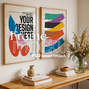 2 Bilderrahmen Mockup PSD, Mockup Rahmen, Doppelrahmen Mockup, 2er Set MockUp, Wand Kunst Display, Poster Mockup, Innenwand Poster Mockup PSD