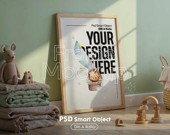Mockup kinderkamerlijst PSD: kinderkamerposter, bewerkbaar ontwerp