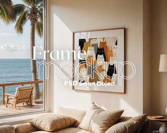Square Frame Mockup PSD: Interior Art Display (Digital Download)