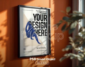 Wooden Poster Frame Mockup: Wall Art Smart Object (Digital Download)