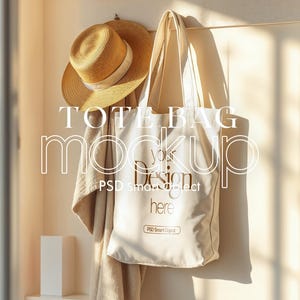 Cotton Canvas Tote Bag Mockup: Printify, Printful Compatible (PSD)