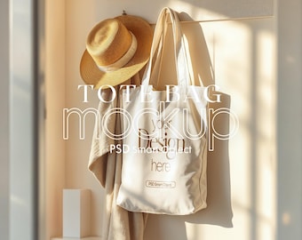 Cotton Canvas Tote Bag Mockup: Printify, Printful Compatible (PSD)