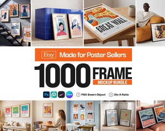 Wall Art Frame Poster Mockup Mega Bundle: 1000 Smart Object PSDs