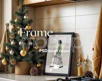Christmas Frame Mockup PSD: Holiday Poster Presentation