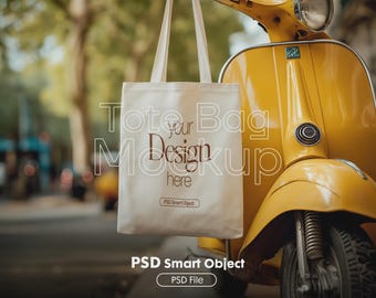 Cotton Canvas Tote Bag Mockup PSD : Printify, Printful Compatible, PSD Smart Object