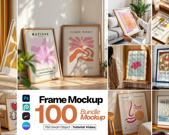 100+ Frame Mockup Bundle: Wall Art Display (PSD Mega Set)