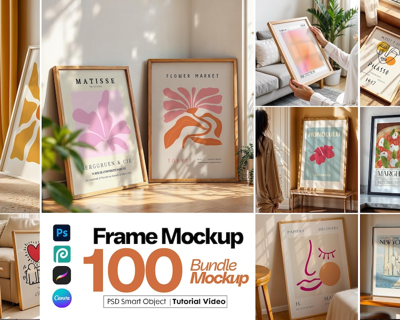 100+ Frame Mockup Bundle: Wall Art Display (PSD Mega Set) image 1