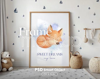 Nursery Frame Mockup: Kids Room Interior PSD (Digital Download)