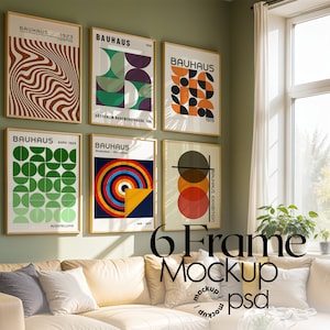6 Mockup de Moldura em Interior de Casa | 6 Molduras de Mockup de Moldura | Pôster de Parede Interior | Mockup de Loja de Pôster Interior