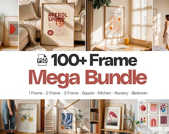 100+ Frames Mockup PSD Bundle Set, Frame Mockup Bundle, 100+ PSD Wall Mockup Frame, PSD Frames Bundle, Mega Bundle Frames Mockup