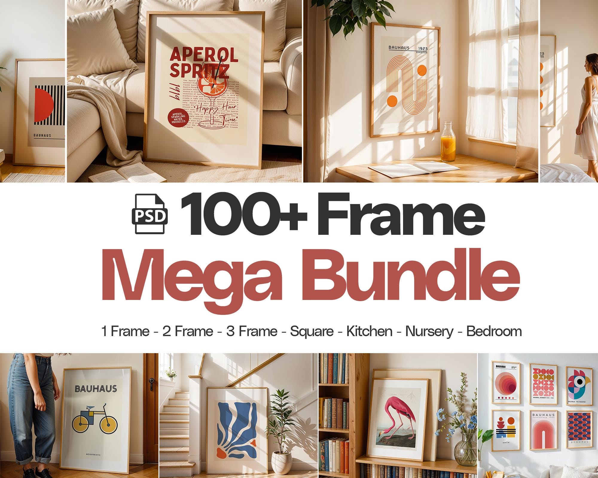 100+ Frames Mockup PSD Bundle: Wall Art Display