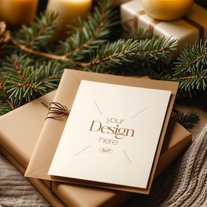 Weihnachtskarte Mockup, Weiße leere Karte Mockup PSD, Einladungskarte Mockup, Festliche Grußkarte Mockup, PSD Smart Objekt
