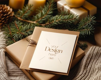 Christmas Card Mockup: White Blank PSD Invitation (Digital Download)