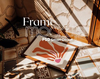 Scandinavian Frame Mockup PSD: Horizontal Wooden Poster Mockup