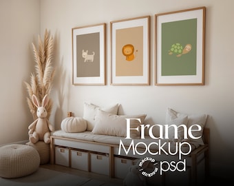Kinderzimmer Bilderrahmen Mockup: Home Interior PSD, Wand Poster Mockup