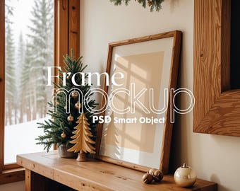 Christmas Frame Mockup: Poster Presentation (PSD)