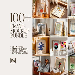 100+ Frames Mockup PSD Bundle: Printable Art Shop Display (Digital Download