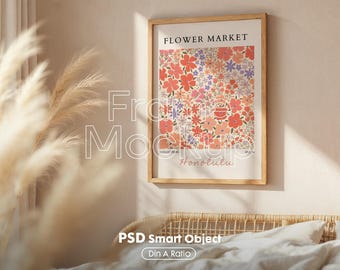 Wooden Poster Frame Mockup: Wall Art Smart Object (Digital Download)