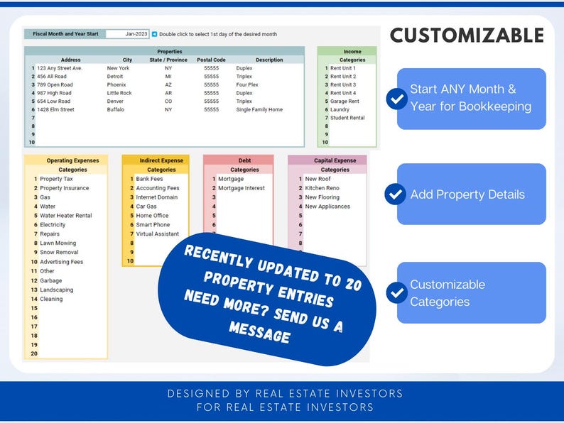 Rental Property Bookkeeping Google Sheets Spreadsheet Template for ...