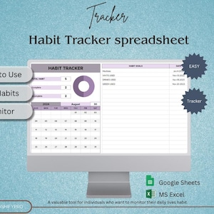 Habit Tracker Tabelle Google Sheets Excel Täglicher Habitplaner Wöchentlicher Zielplaner Digitale Routine Dashboard Gewohnheit To Do Liste Vorlage