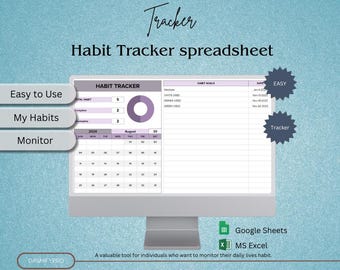 Arkusz kalkulacyjny śledzenia nawyków Arkusze Google Excel Codzienny planer nawyków Tygodniowy planer celów Cyfrowy pulpit nawigacyjny rutyny Lista rzeczy do zrobienia Szablon