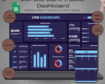 Kunden-Tracker crm googlesheets-Vorlage, crm-Dashboard, small Business Planner, Blei-Tracker, Aufgaben-Tracker